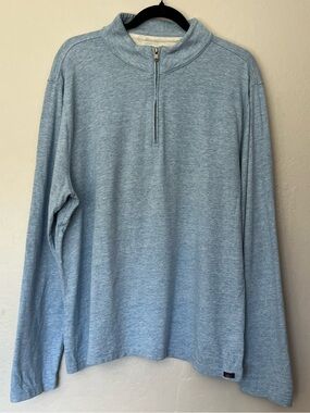 Faherty Heather Light Blue Long Sleeve Suffolk Jersey Quarter Zip Pullover XL